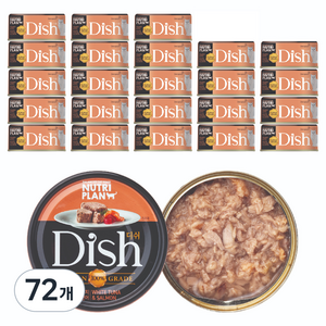 동원뉴트리플랜 디쉬 고양이 캔, 혼합맛(흰살참치/연어), 85g, 72개
