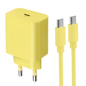 홈플래닛 25W PPS PD 3.0 초고속 충전기 + CtoC 케이블 1.2m, 옐로우, 1개