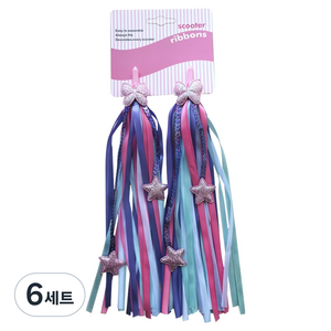 킥보드테슬 유니콘 경적벨 따릉이 악세사리 세트, 6세트, 보라 핑크 별 리본