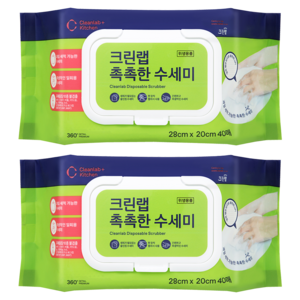 크린랩 촉촉한 수세미, 40개입, 2개