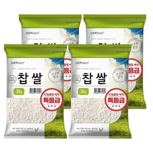 대구농산 건강한밥상 국산 백옥 특 찹쌀, 3kg, 4개