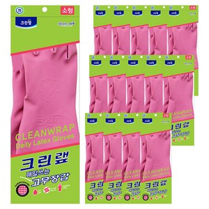 크린랩 매일쓰는 고무장갑, 핑크, 소(S), 15개