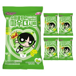 미스사사 슈퍼쿨링 파우더 시트 데오드란트 레몬그라스 15p, 87g, 5개