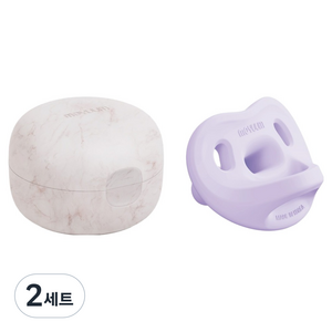모윰 유아용 올 실리콘 마카롱 쪽쪽이 + 전용케이스 세트, 2단계(3~6개월), 타로밀크, 2세트