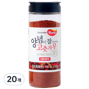 햇님마을 양념이 잘 어우러지는 국산 고춧가루 보통매운맛, 110g, 20개