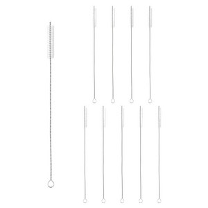 키친유 스테인리스 빨대 세척솔 30cm, 10개, 실버