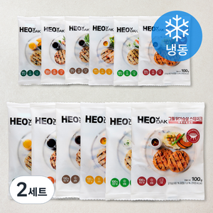 허닭 그릴 닭가슴살 스테이크 오리지널 2개 + 불고기맛 2개 + 청양고추 2개 + 매콤바베큐맛 2개 + 깻잎 2개 + 치즈 2개 세트 (냉동), 100g, 1개입, 24개