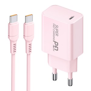 YINTO c타입 고속 충전기 25W PD3.0 PPS + C TO C 1.5M 100w 케이블 세트, 1세트, 핑크 골드박스 특가