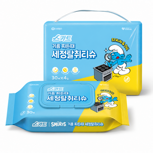 스카트 기름 찌든때 세정 탈취 티슈, 4개 골드박스 특가
