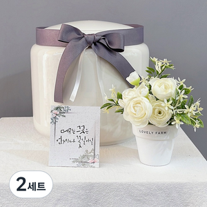 러블리팜 조화 러넌믹스 납골당 꾸미기 모음세트, 화이트(B세트), 2세트
