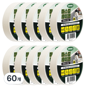 스코라 페인팅 거친 표면 마스킹 테이프 화이트 20mm x 20m, 60개