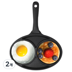 쿠킨 키친플라워 IH 인덕션 겸용 2구 에그팬, 21cm, 2개