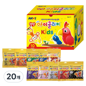 아이클레이 키즈 10색 세트, 혼합색상, 50g, 20개