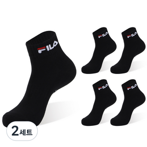 휠라 시그니처 더블 쿠션 앵클 스포츠 양말 5족, 블랙, 2세트