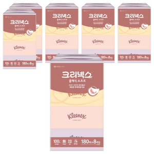 크리넥스 클래식 소프트 천연펄프 미용티슈 2겹, 180매, 48개