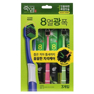 죽염 8열광폭 고탄력 초극세모 칫솔, 3개입, 1개