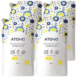 아토앤오투 1종 젖병 & 주방세제 리필 레몬향, 480g, 4개