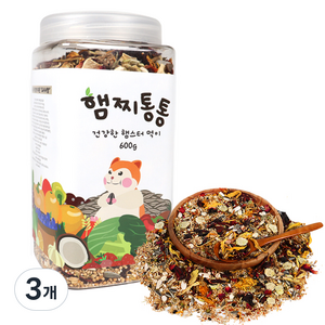 리프패럿 햄찌통통 건강한 햄스터 먹이 사료, 600g, 3개