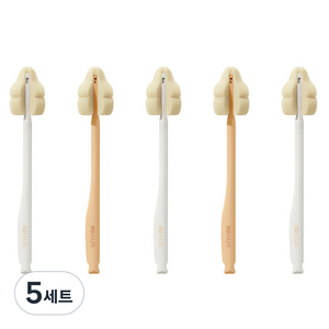 모윰 롱핸들 스펀지 젖병 젖꼭지솔 5p 세트, 5세트, 크림오렌지 + 크림화이트