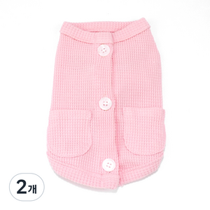 디자인사노 강아지 와플 가디건, 핑크, 2개