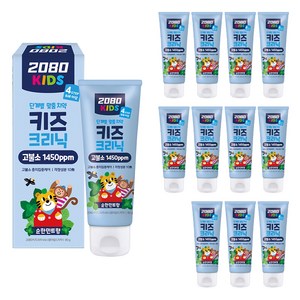 2080 키즈크리닉 4스텝 치약 순한민트향, 80g, 12개