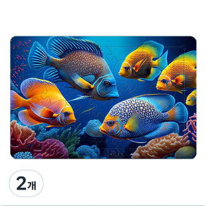 퍼즐갤러리 아띠 퍼즐 치매예방에 좋은 목재 판퍼즐 화려한 지중해 물고기, 2개, 40피스
