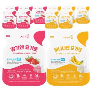 내아이애 동결건조 요거트엔 유아과일큐브, 딸기 3p + 바나나3p, 2세트, 16g