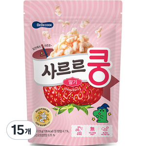 베베쿡 유아용 사르르쿵 과자, 딸기맛, 23g, 15개