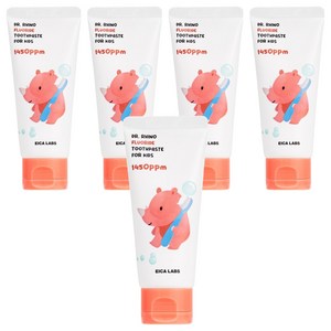 에이카랩스 고불소 빨간 코뿔소 어린이 치약 사과향 1450ppm, 60g, 5개