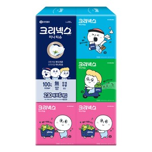 크리넥스 디럭스 오롤리데이 천연펄프 미니 갑티슈 2겹, 6개, 230매