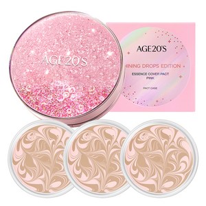 에이지투웨니스 에센스 커버 팩트 뉴 오리지널 샤이닝 드롭스 에디션 핑크 + 리필 12.5g x 3p, 21호 핑크라떼, 1개 골드박스 특가