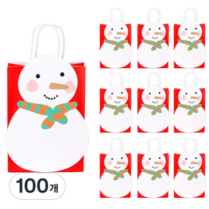인디케이 레드 눈사람 기프트백, 혼합색상, 100개