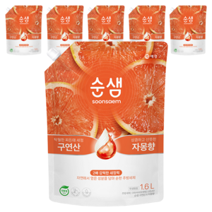 순샘 구연산 자몽향 주방세제 리필, 1.6L, 6개