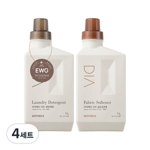 마더케이 디아 세탁 유아 세제 + 섬유유연제 세트, 1L, 4세트