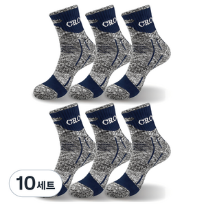크로커다일 남성용 스포츠 쿠션 고급 연사 등산 중목 양말 6족 세트 CD302, 블루, 10세트