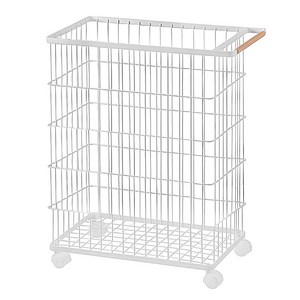 코멧 홈 와이어 핸들 이동식 1단 빨래바구니, 화이트