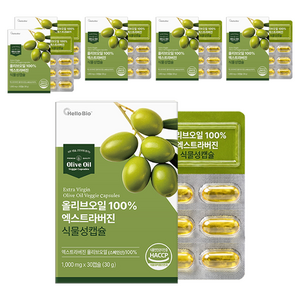 헬로바이오 올리브오일 엑스트라버진 식물성 캡슐 30g, 30정, 6개