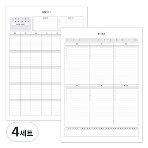 데얼스 A4 스케줄러 먼슬리 + 위클리, 혼합 색상, 4세트