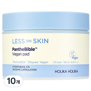홀리카홀리카 레스온스킨 판테바이블 비건패드 180ml, 100매입, 10개