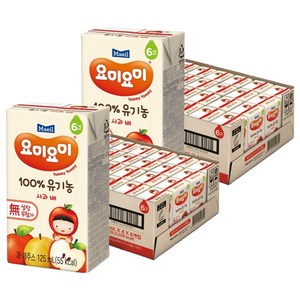 요미요미 100% 유기농 주스 사과 배, 125ml, 48개