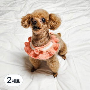 yarna 해피코튼 러플 케이프 배색 DIY패키지 + 바늘 부자재 세트, 2세트, 코랄