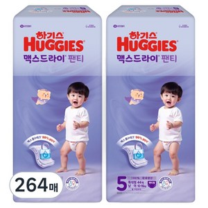 하기스 2024 맥스드라이 팬티형 기저귀 남아용, 5단계, 264매