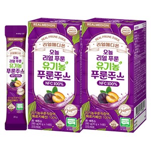 리얼메디온 오늘 리얼 유기농 푸룬주스 NFC 100% 14p, 2개, 280g
