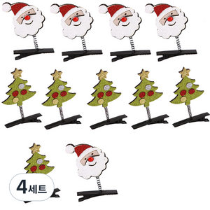 파티쇼 집게 크리스마스 머리핀 트리 5p + 산타 5p, 혼합 색상, 4세트