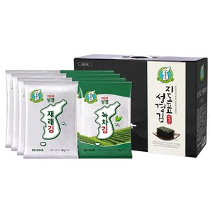 지도표성경 재래식 전장김 30g x 4p + 녹차 전장김 30g x 4p 세트, 1세트 골드박스 특가