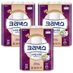 크리넥스 수프림 소프트 화장지 3겹, 30m, 30롤, 3개