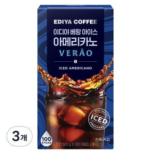 이디야 베랑 아이스 아메리카노 원두커피스틱, 1g, 100개입, 3개