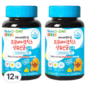 뉴트리디데이 베이비앤키즈 프로바이오틱스 생유산균 아연 60g, 60정, 12개