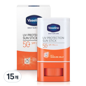 바세린 유브이 프로텍션 선스틱 SPF50+ PA++++, 15g, 15개