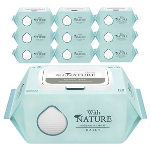 위드네이쳐 데일리 물티슈 리필형 틱톡캡, 47g, 120매, 10개